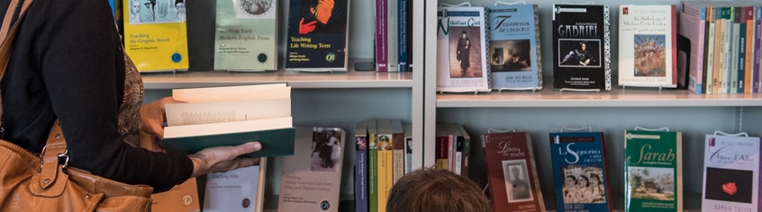 display of MLA books on shelves