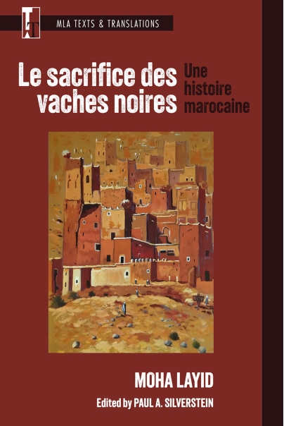 Cover image for Le sacrifice des vaches noires, featuring a painting of a cluster of building rising out of the desert.