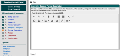 screenshot of the interface